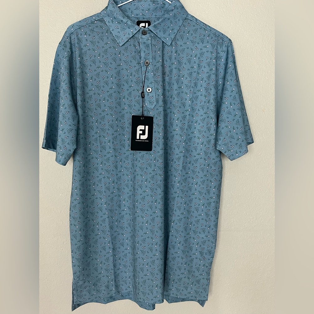 FootJoy Men's Mini Floral Lisle Self Collar Polo